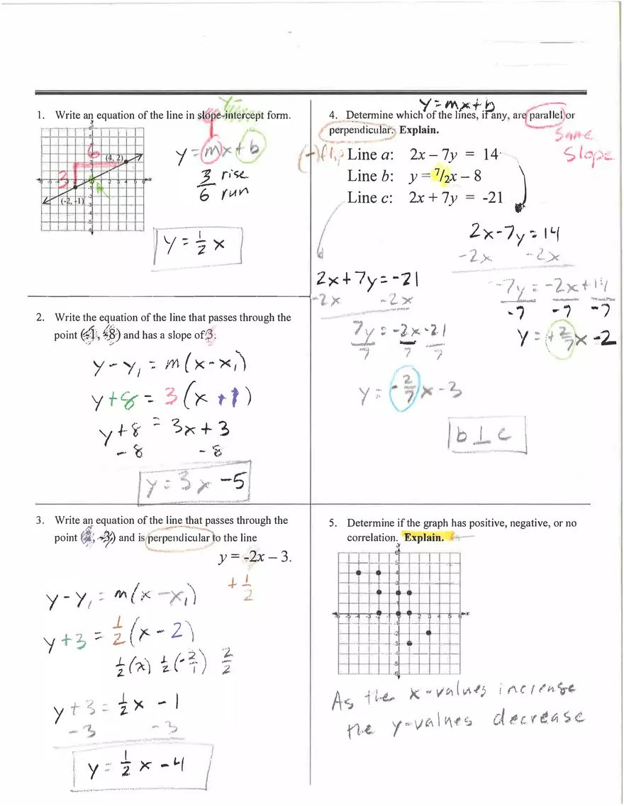 Review Chapter 4 Algebra 1 - Page 1