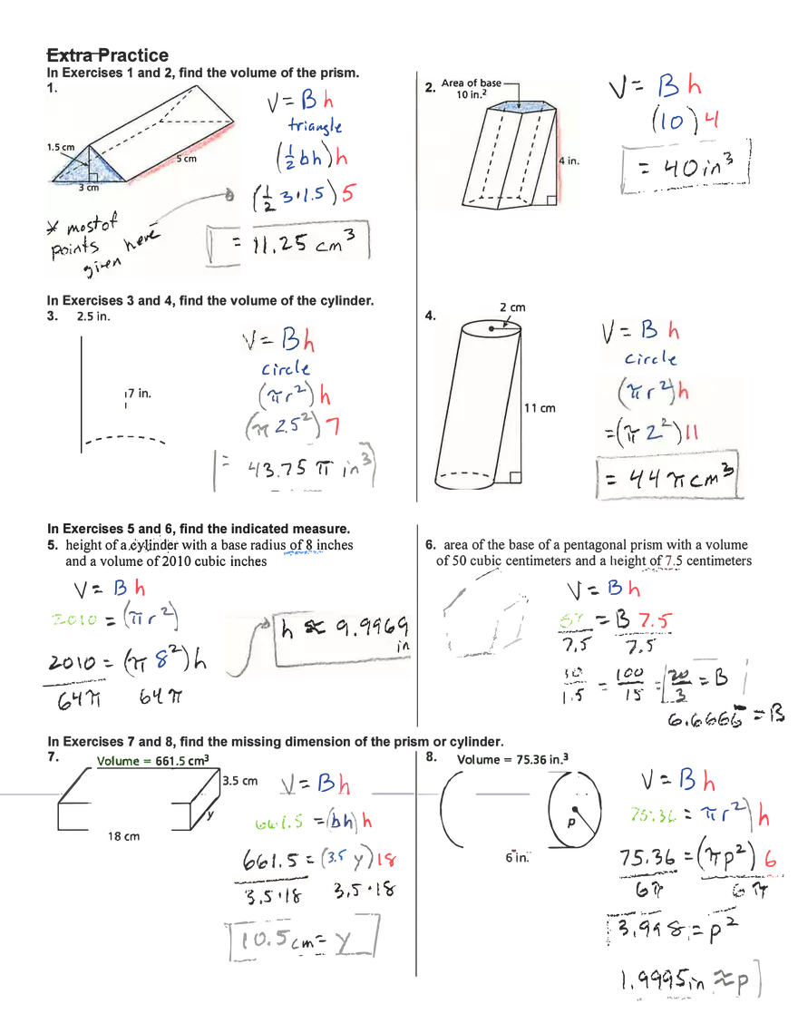 Volumes of Prisms and Cylinders - Page 2