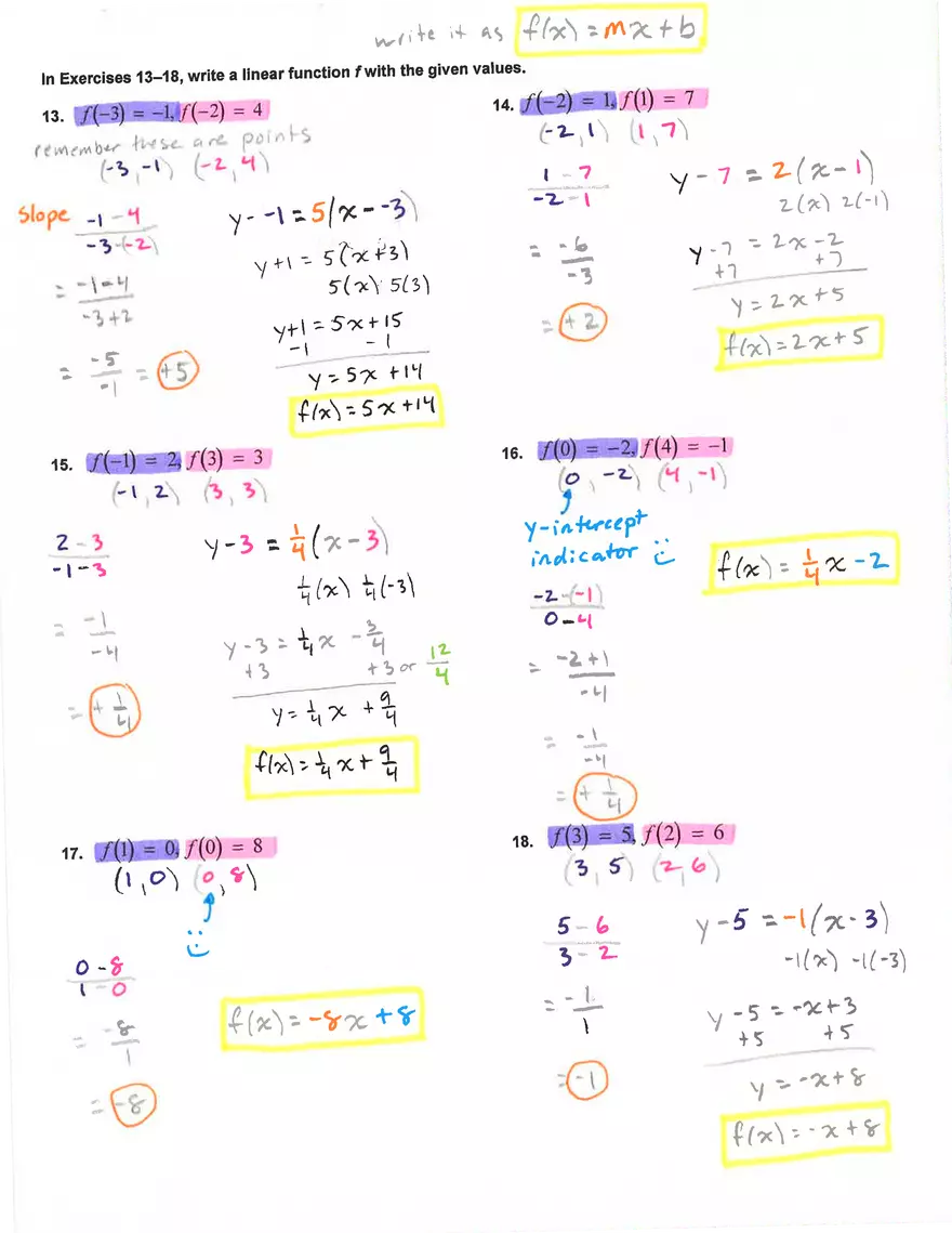 Writing Equations in Point-Slope form - Page 3