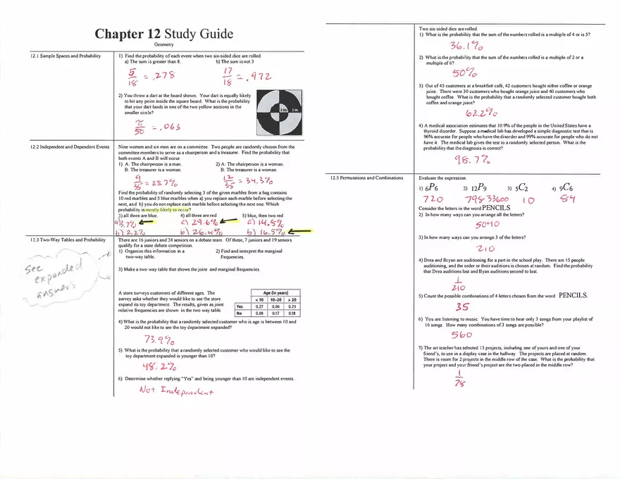 Chapter 12 Study Guide of Geometry - Page 1