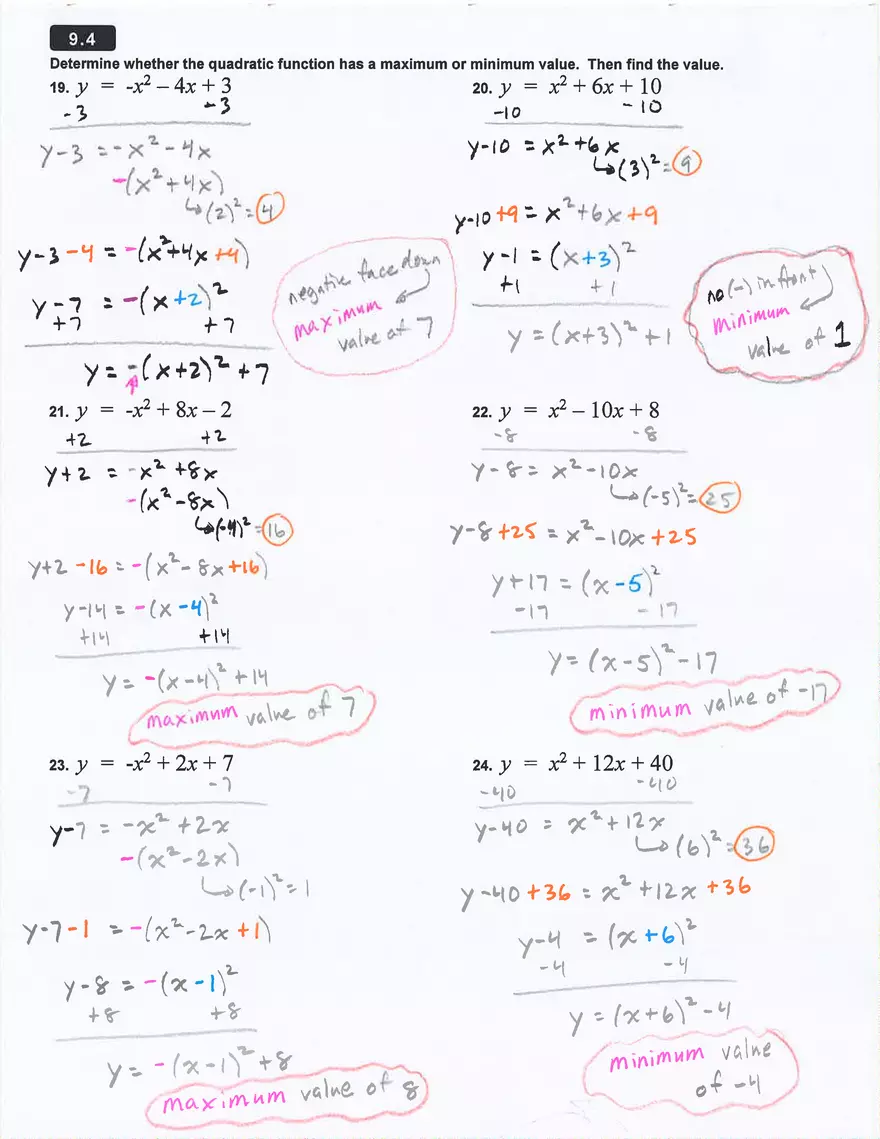 Solving Quadratic Equations Ьу Completing the Square - Page 4