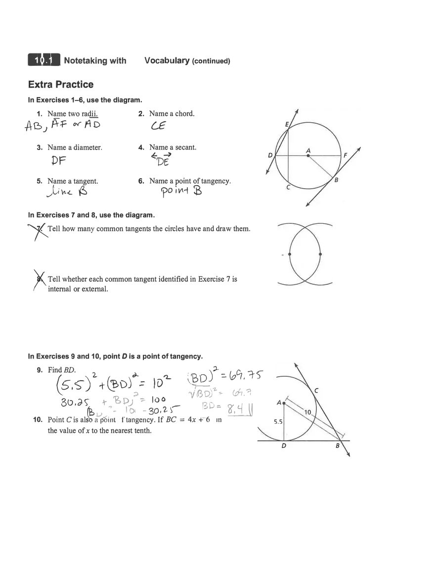 Lines and Segments That lntersect Circles - Page 1