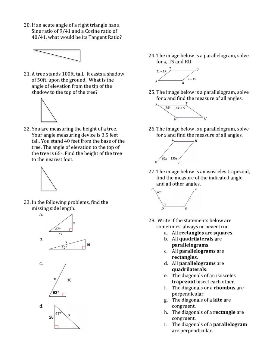 Geometry Semester 2 Final Exam Review - Page 3