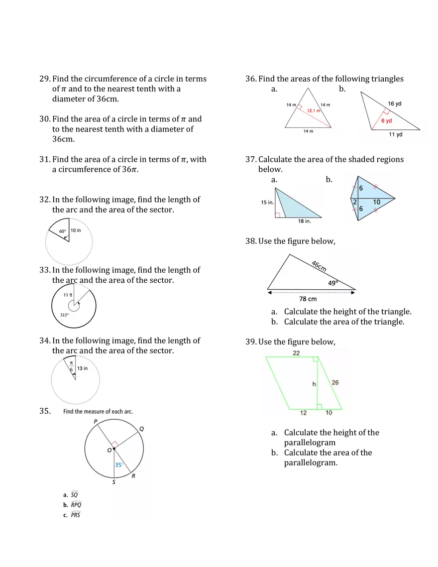 Geometry Semester 2 Final Exam Review - Page 4