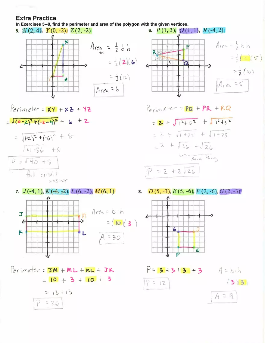 Perimeter and Area in the Coordinate Plane of Algebra - Page 2