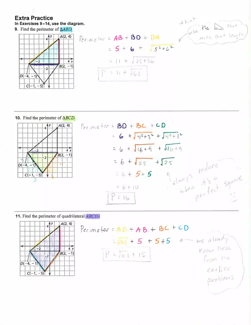 Perimeter and Area in the Coordinate Plane of Algebra - Page 3