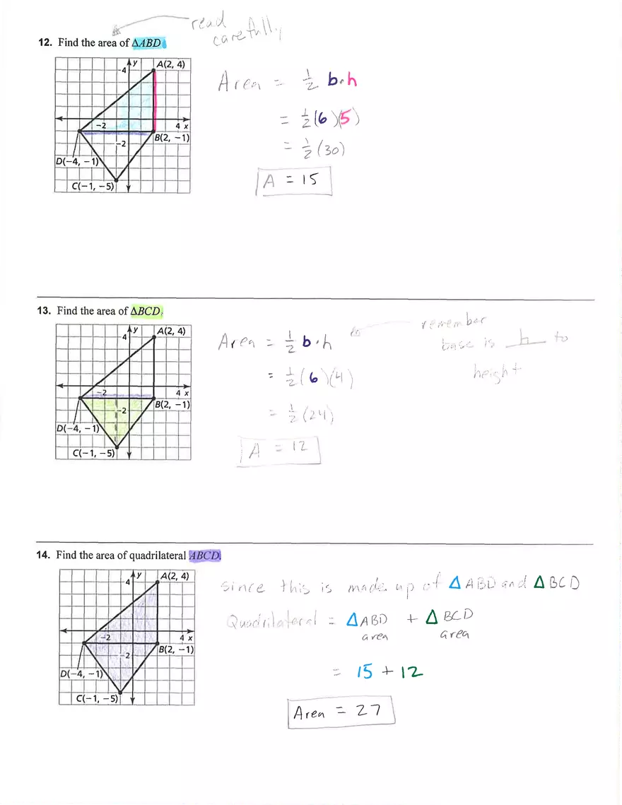 Perimeter and Area in the Coordinate Plane of Algebra - Page 4