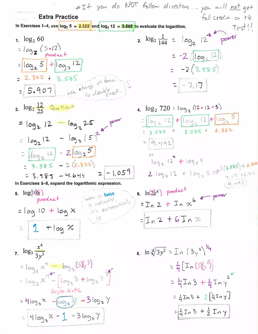 Properties of Logarithms Algebra - Page 2