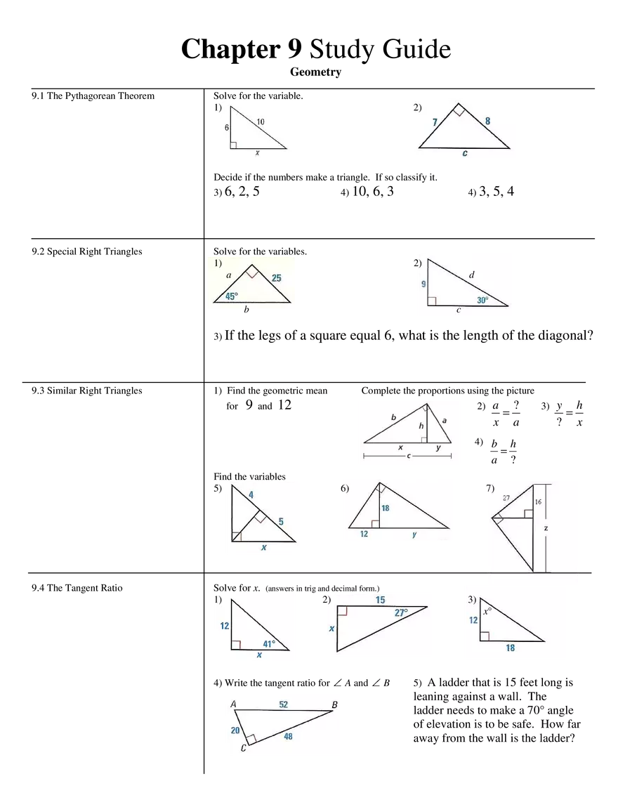 Chapter 9 Study Guide of Geometry - Page 1