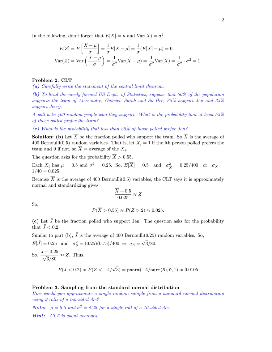 18.05 Introduction to Probability and Statistics, Class 6b: Problem Solutions - Page 2