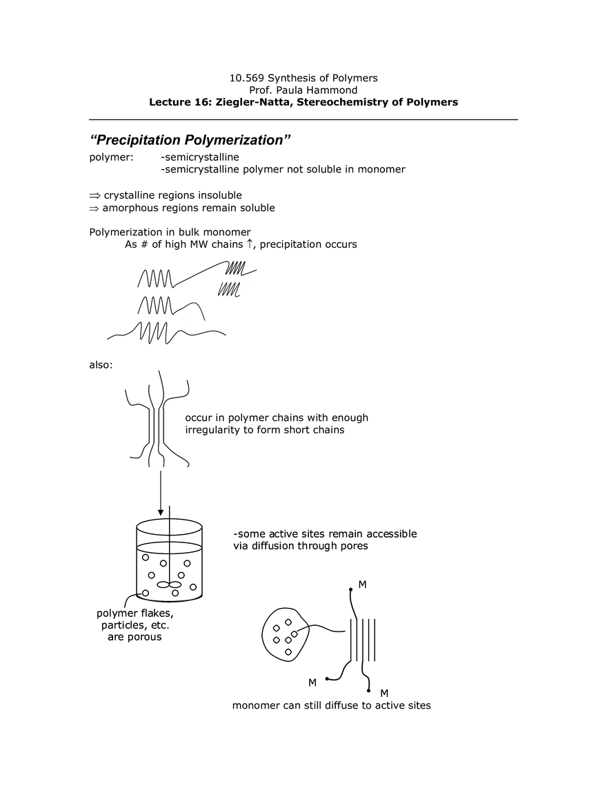 Lecture 16: Ziegler-Natta, Stereochemistry of Polymers - Page 1