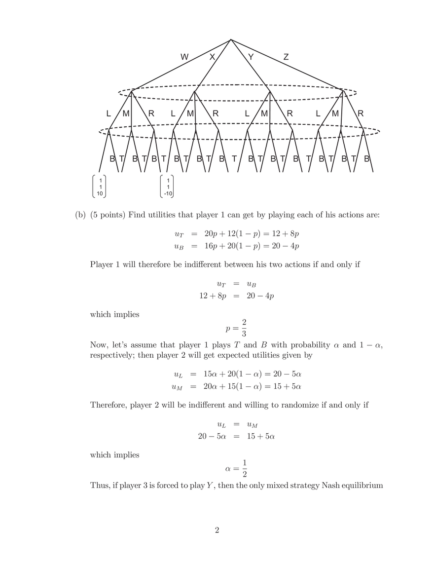 14.12 Economic Applications of Game Theory, Midterm 1 (Solutions) - Page 2