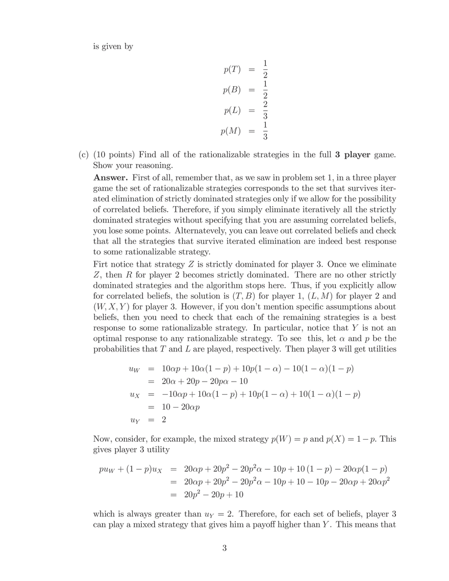 14.12 Economic Applications of Game Theory, Midterm 1 (Solutions) - Page 6