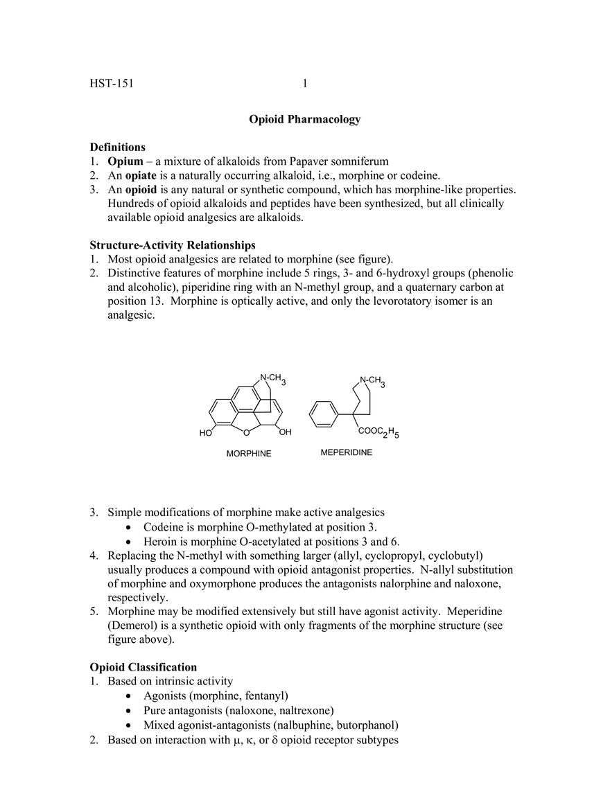 Opioid Pharmacology - Page 1