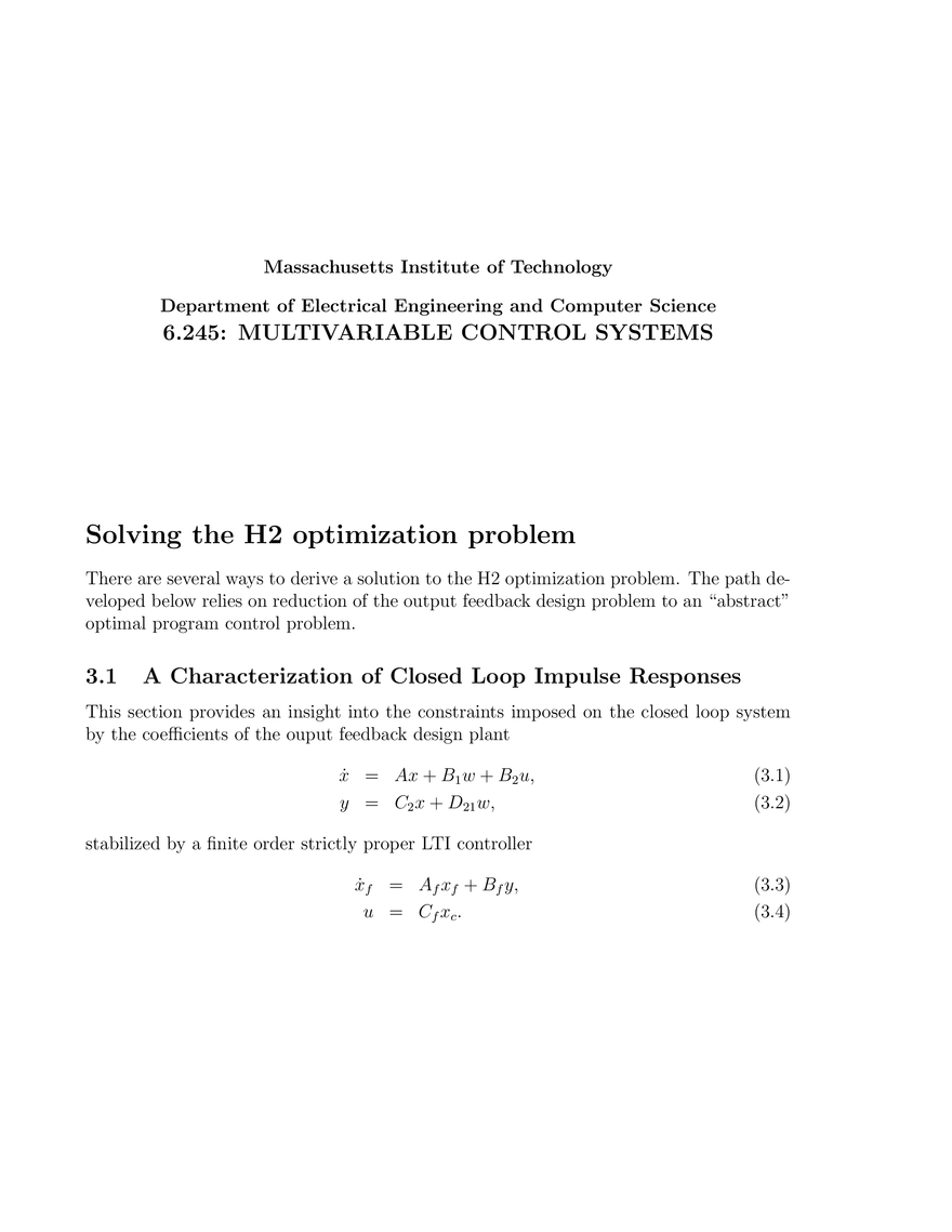Solving the H2 Optimization Problem - Page 1