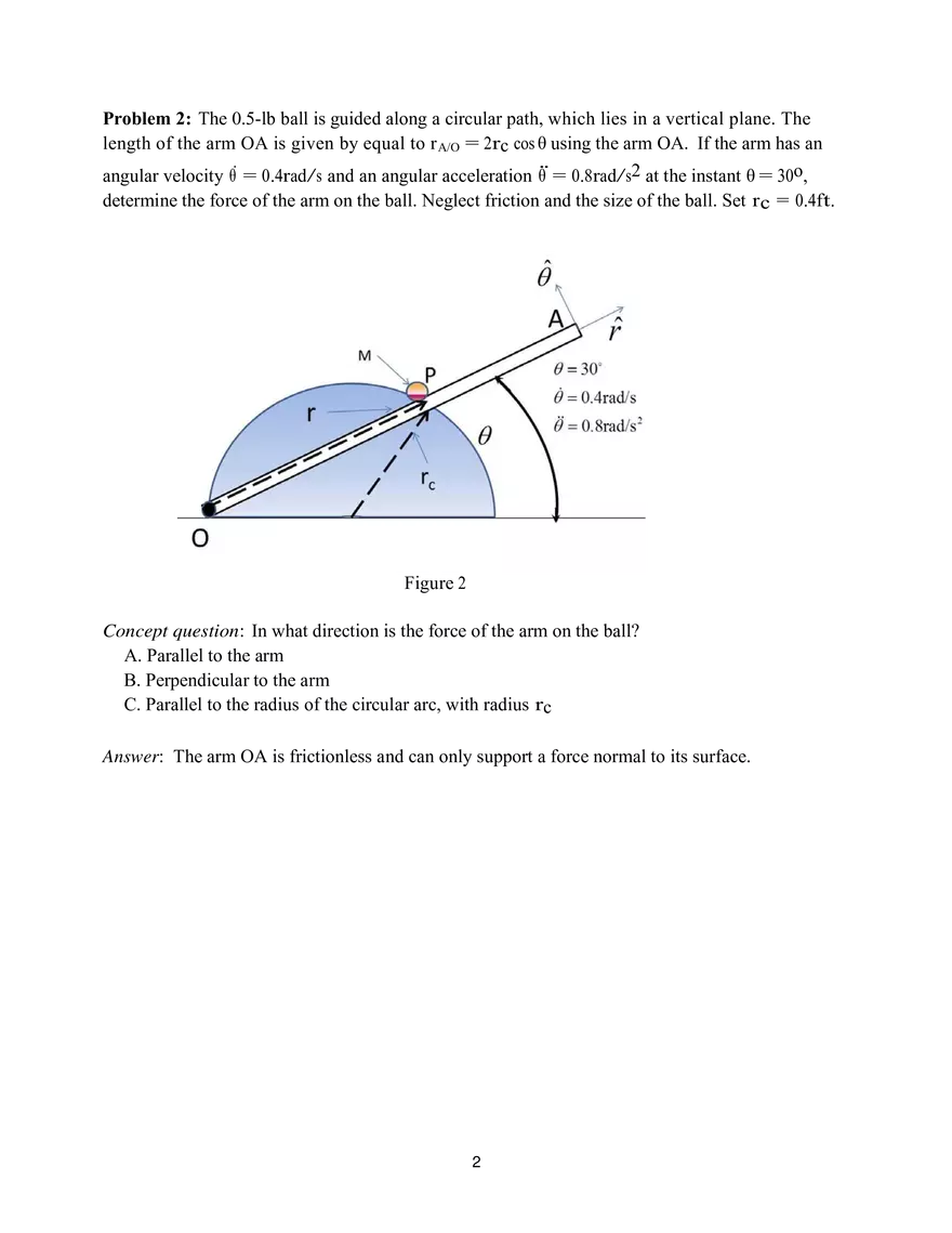 2.003 Engineering Dynamics: Problem Set 2 Concept Question Answer Key - Page 2