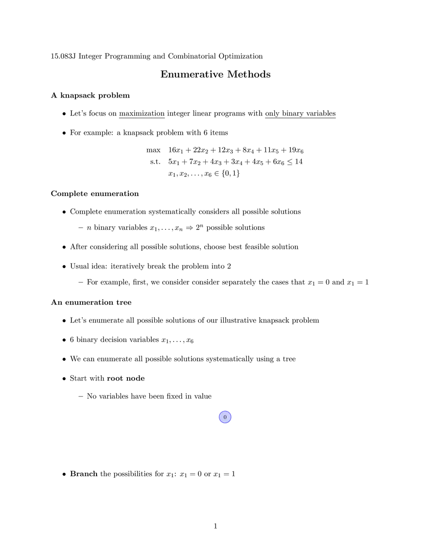 15.083 Lecture 19: Enumerative Methods - Page 1