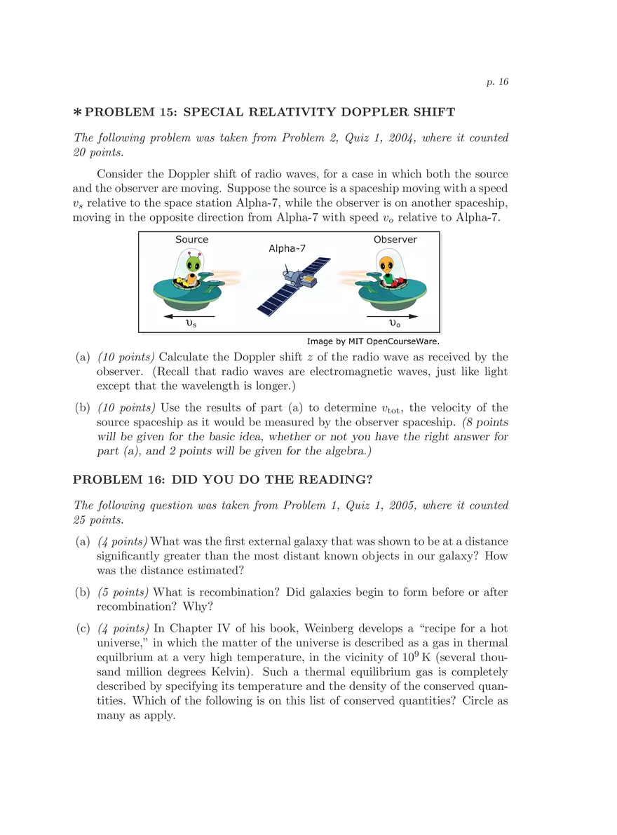8.286 The Early Universe, Review Problems for Quiz I - Page 8