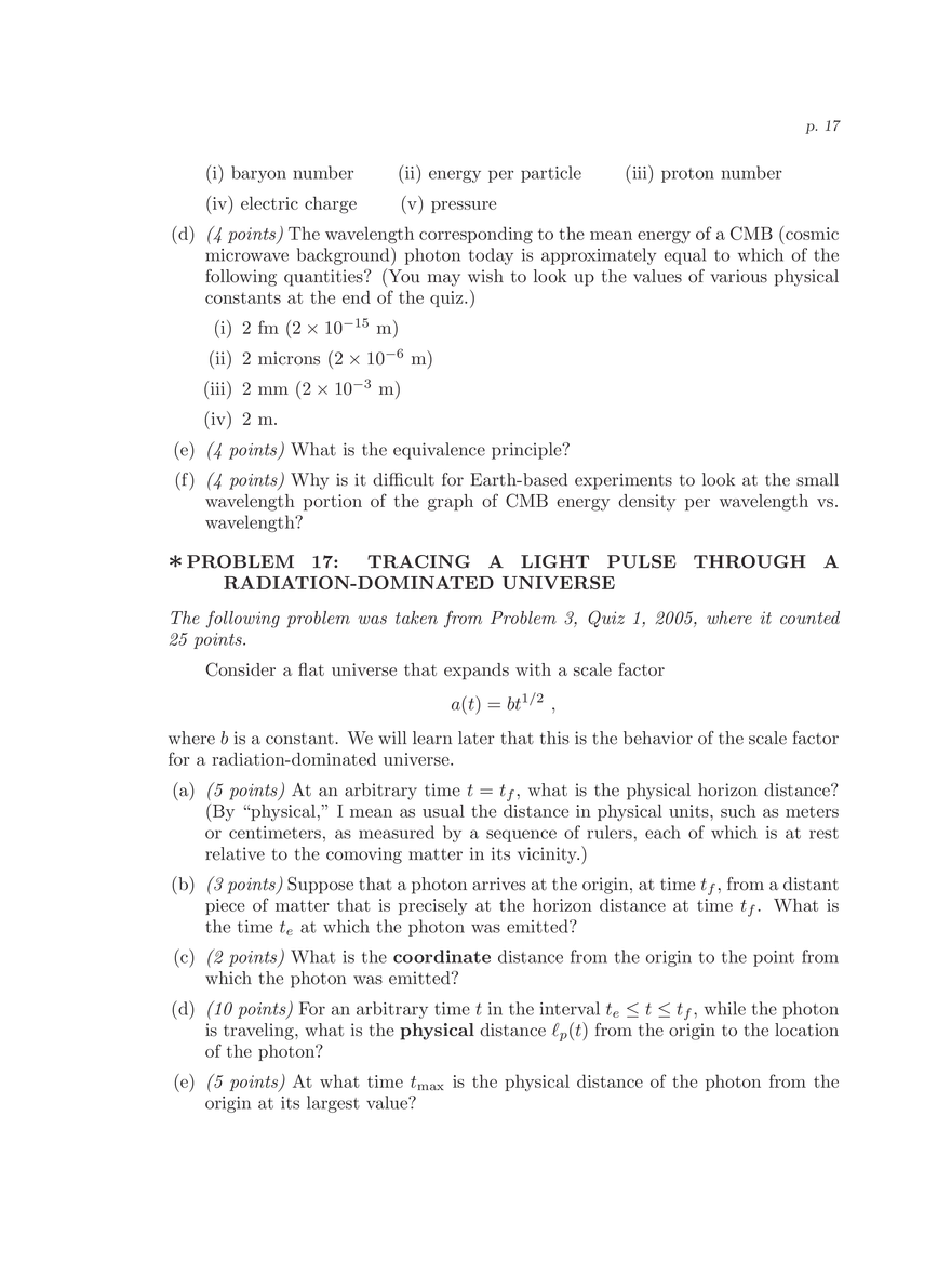 8.286 The Early Universe, Review Problems for Quiz I - Page 9