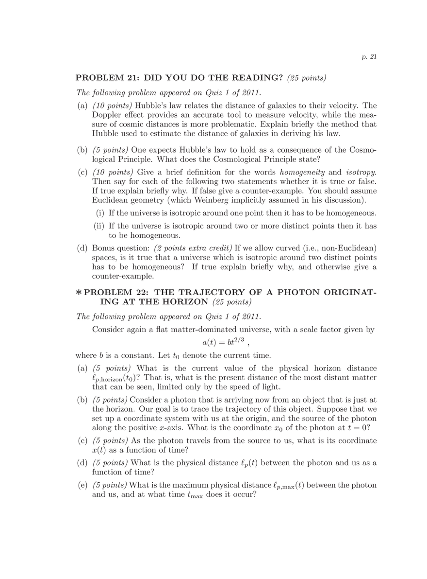 8.286 The Early Universe, Review Problems for Quiz I - Page 14