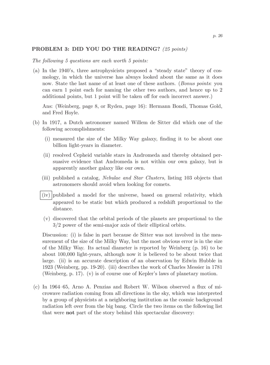 8.286 The Early Universe, Review Problems for Quiz I - Page 19