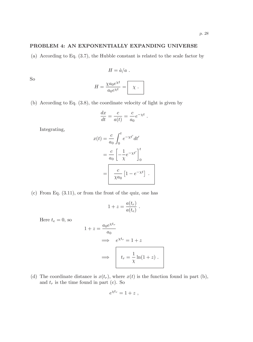 8.286 The Early Universe, Review Problems for Quiz I - Page 21