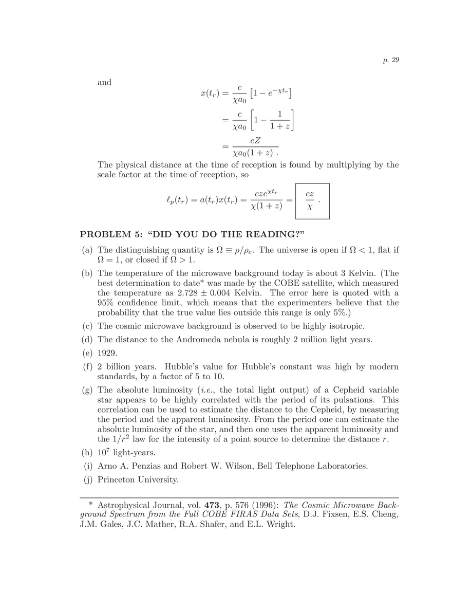 8.286 The Early Universe, Review Problems for Quiz I - Page 22