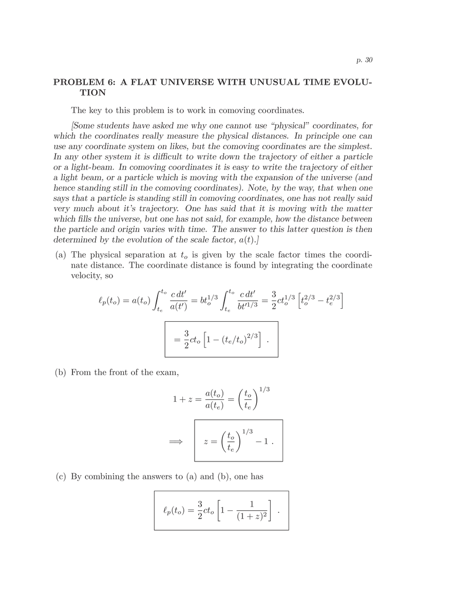 8.286 The Early Universe, Review Problems for Quiz I - Page 23