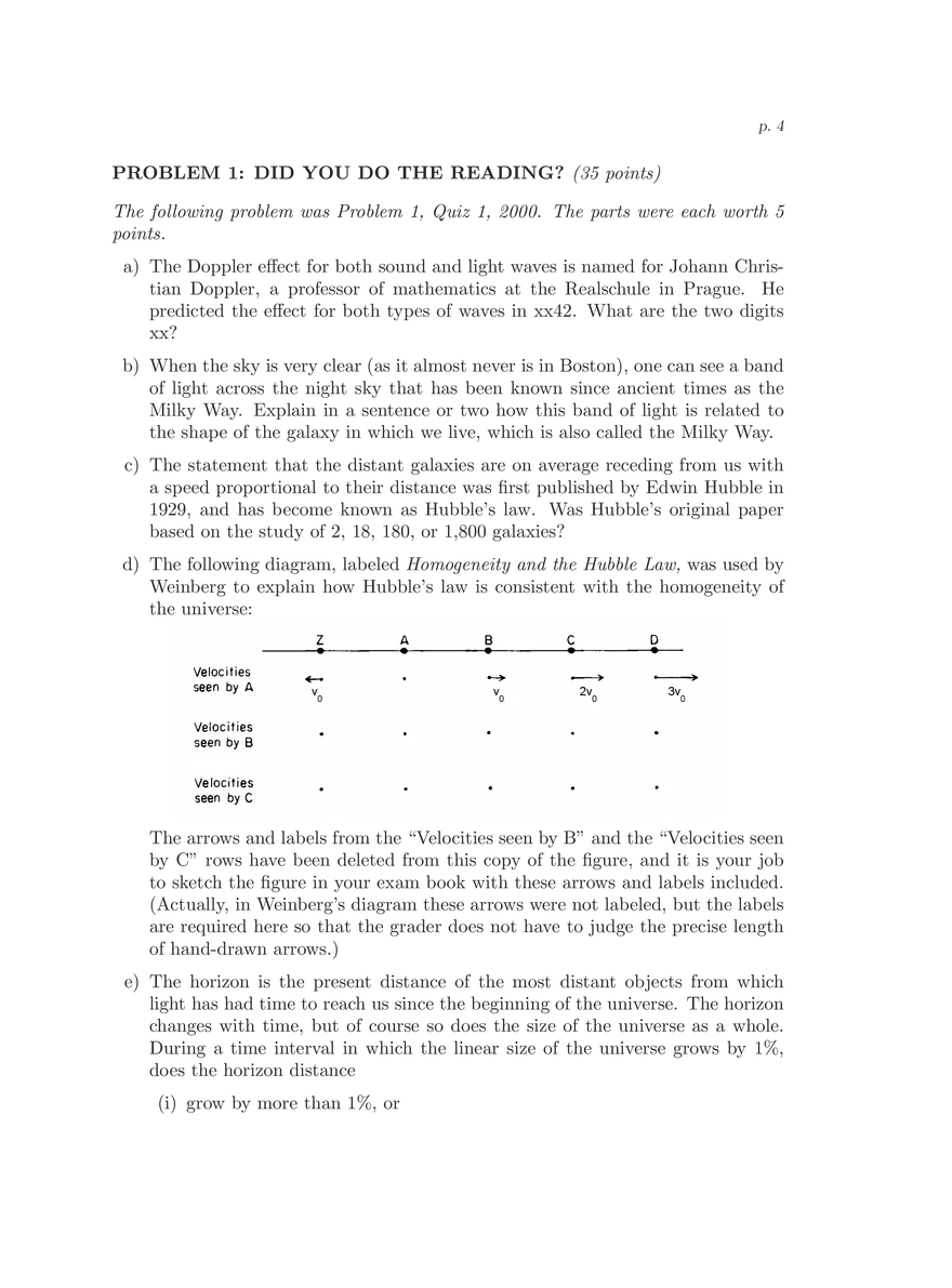 8.286 The Early Universe, Review Problems for Quiz I - Page 24