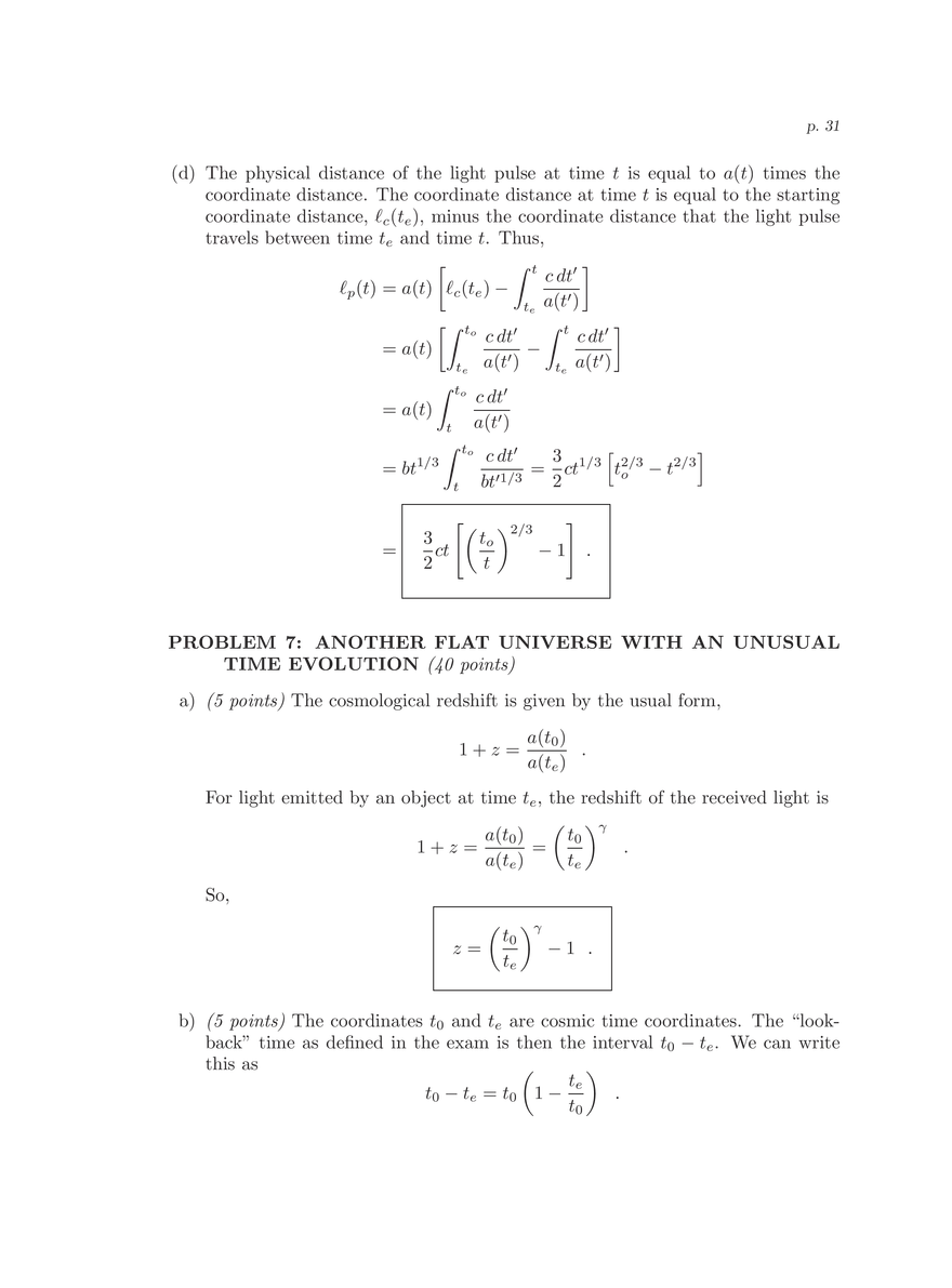 8.286 The Early Universe, Review Problems for Quiz I - Page 25