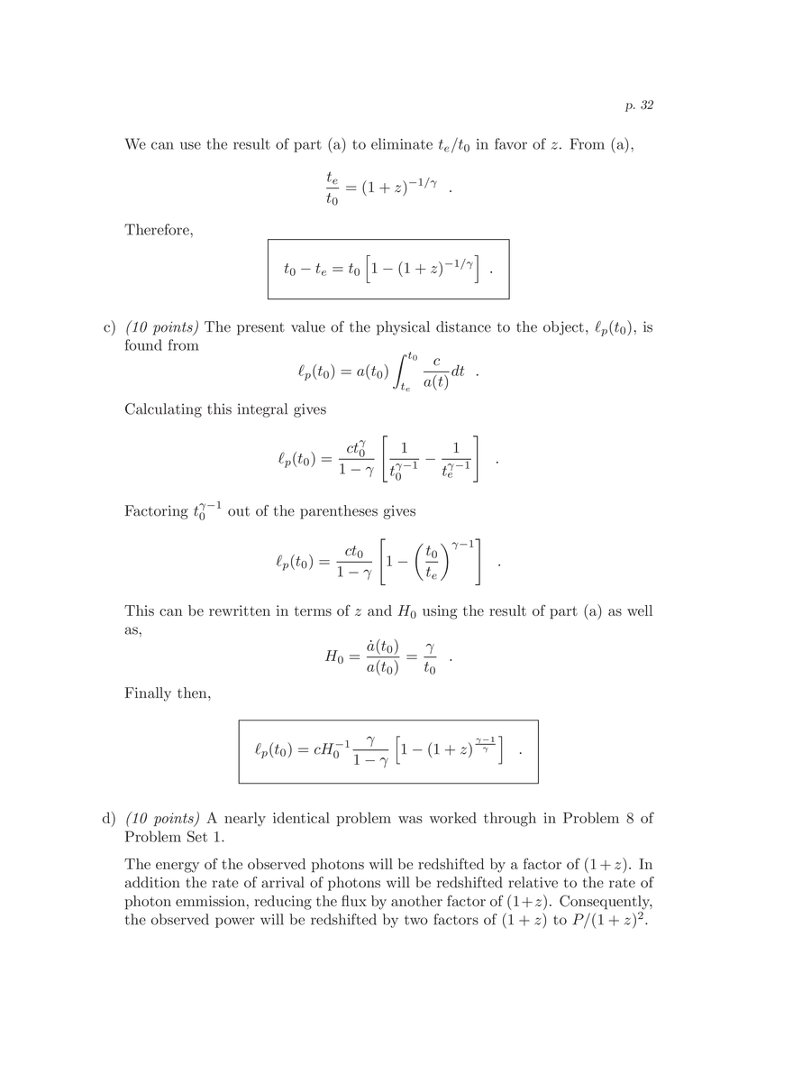 8.286 The Early Universe, Review Problems for Quiz I - Page 26