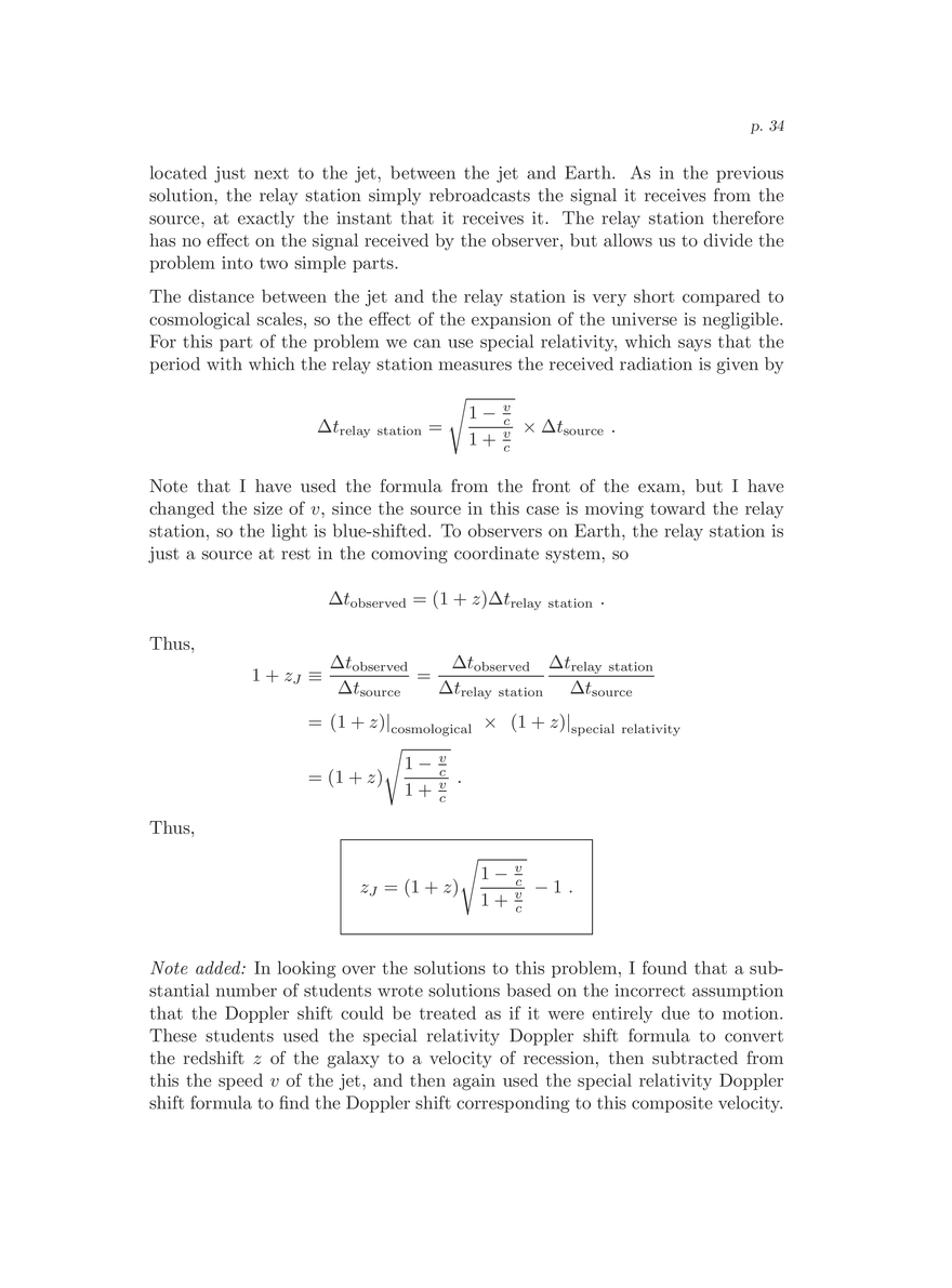 8.286 The Early Universe, Review Problems for Quiz I - Page 28