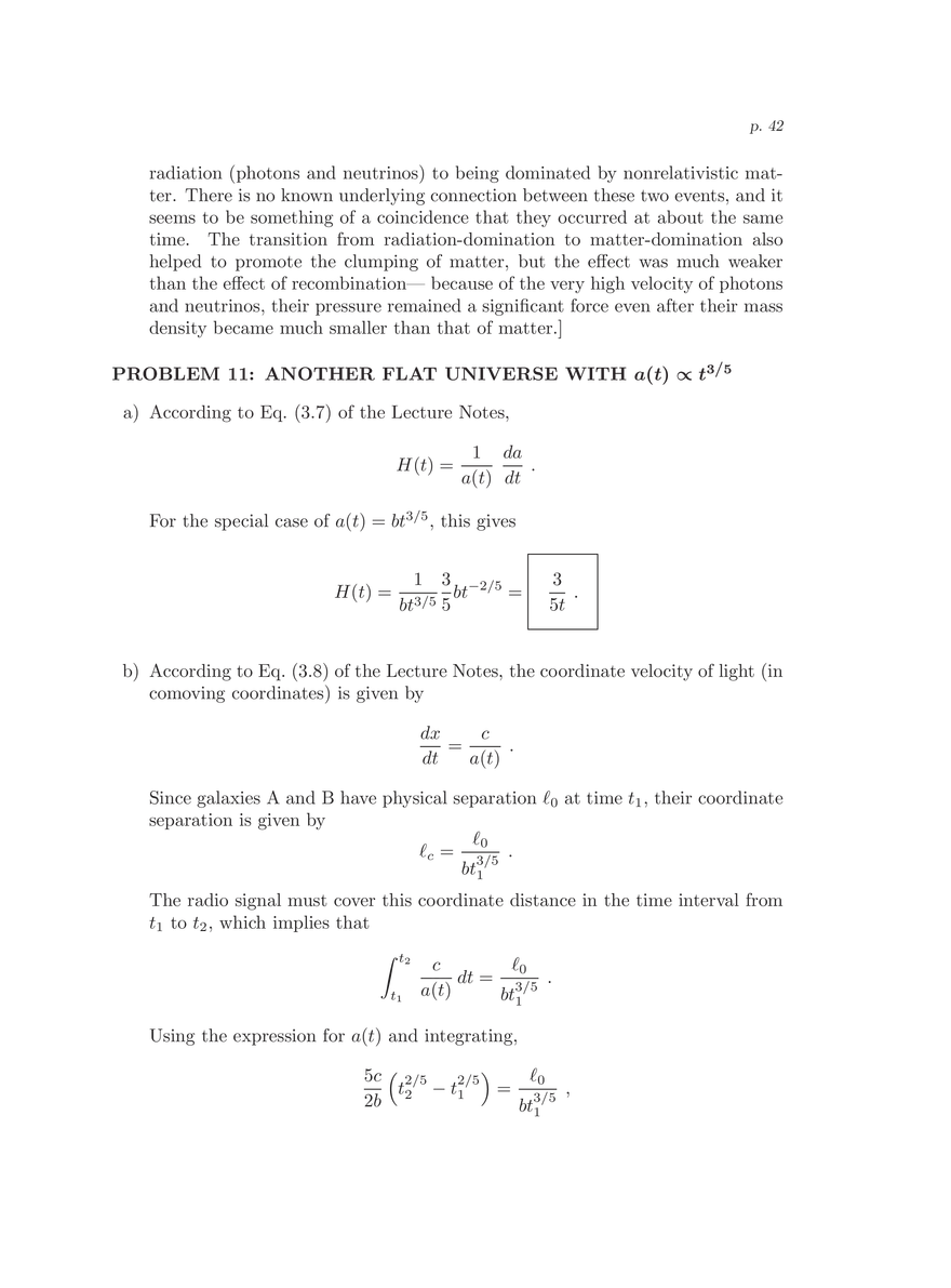 8.286 The Early Universe, Review Problems for Quiz I - Page 37