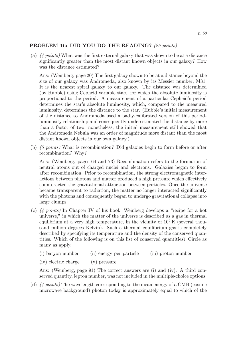 8.286 The Early Universe, Review Problems for Quiz I - Page 45