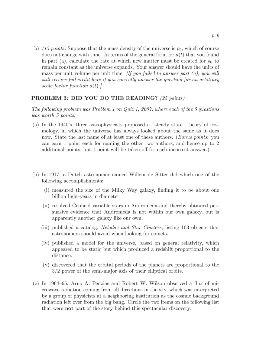 8.286 The Early Universe, Review Problems for Quiz I - Page 46