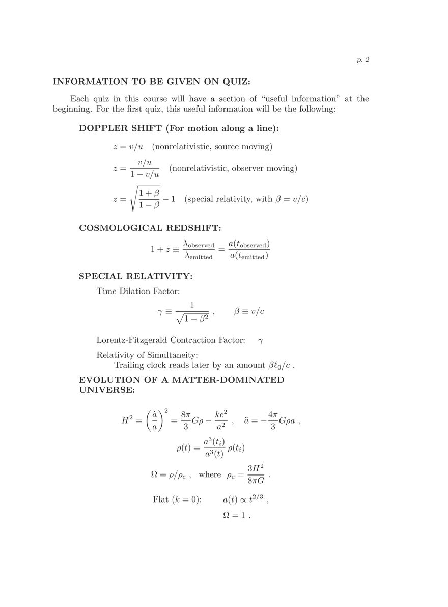 8.286 The Early Universe, Review Problems for Quiz I - Page 2