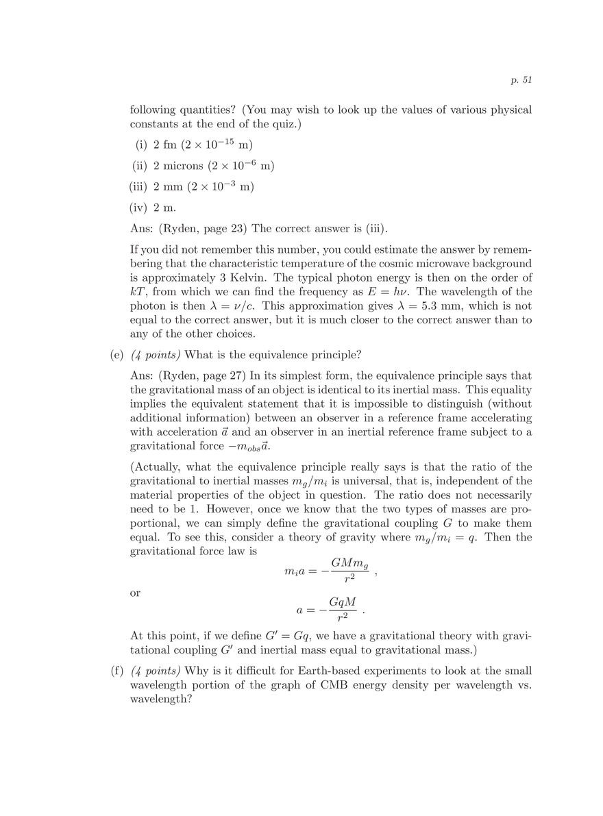 8.286 The Early Universe, Review Problems for Quiz I - Page 47