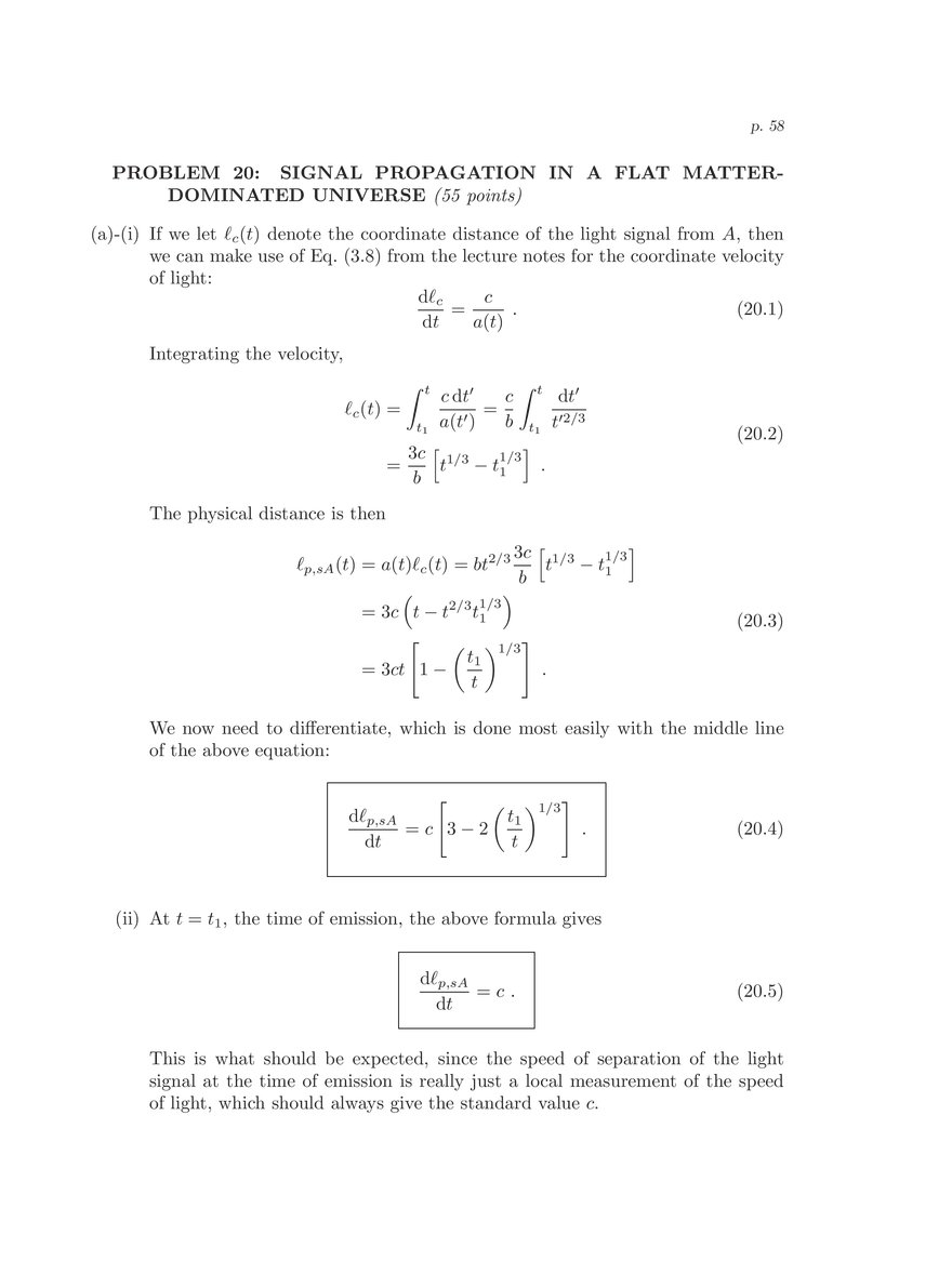 8.286 The Early Universe, Review Problems for Quiz I - Page 54