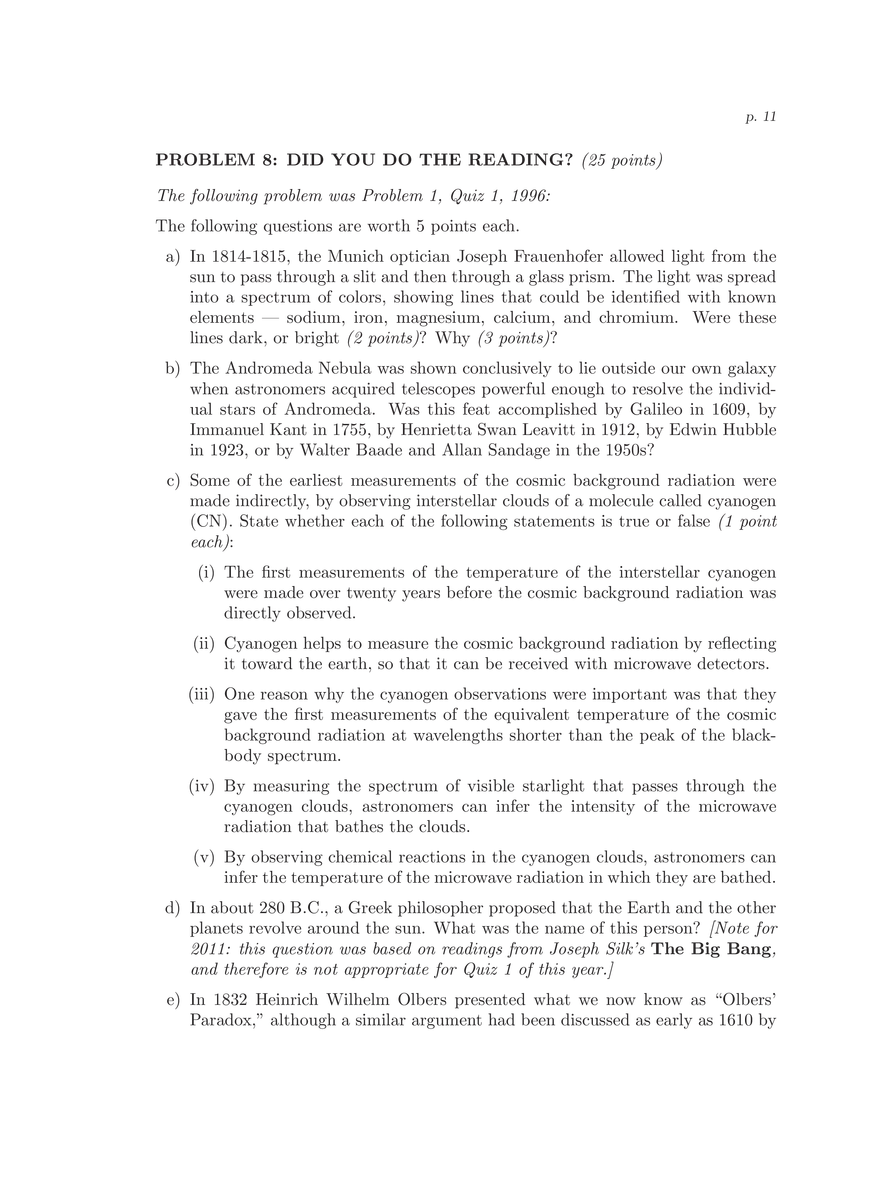 8.286 The Early Universe, Review Problems for Quiz I - Page 3