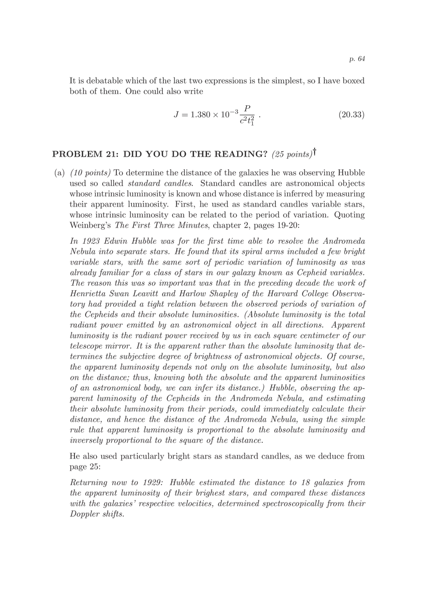 8.286 The Early Universe, Review Problems for Quiz I - Page 61