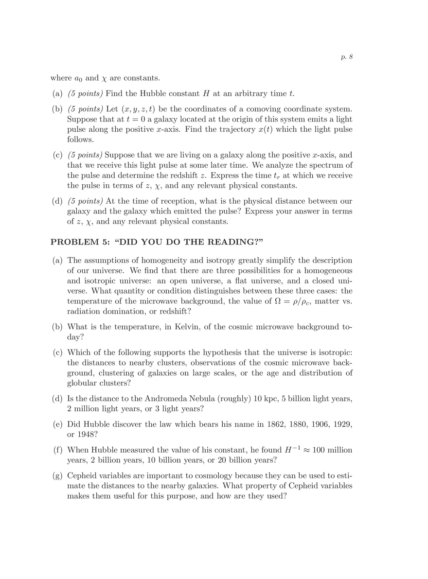 8.286 The Early Universe, Review Problems for Quiz I - Page 65