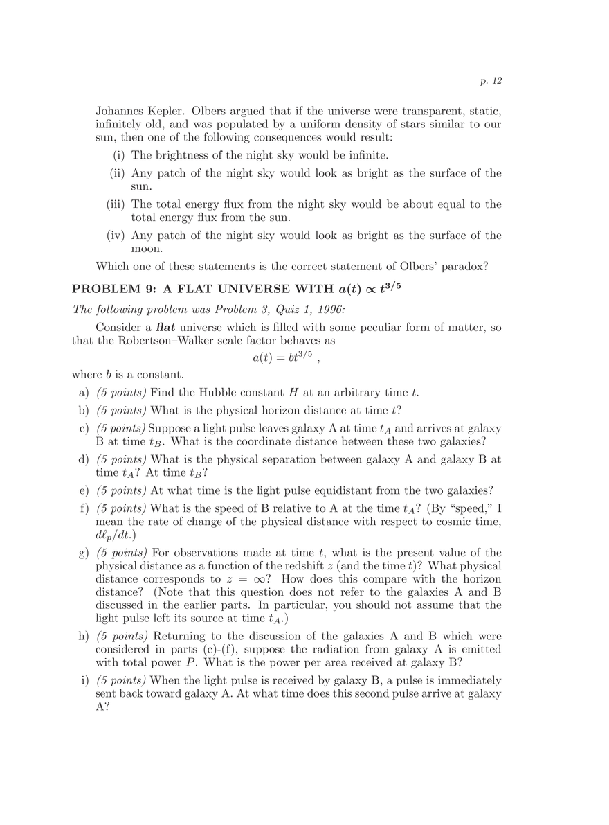 8.286 The Early Universe, Review Problems for Quiz I - Page 4