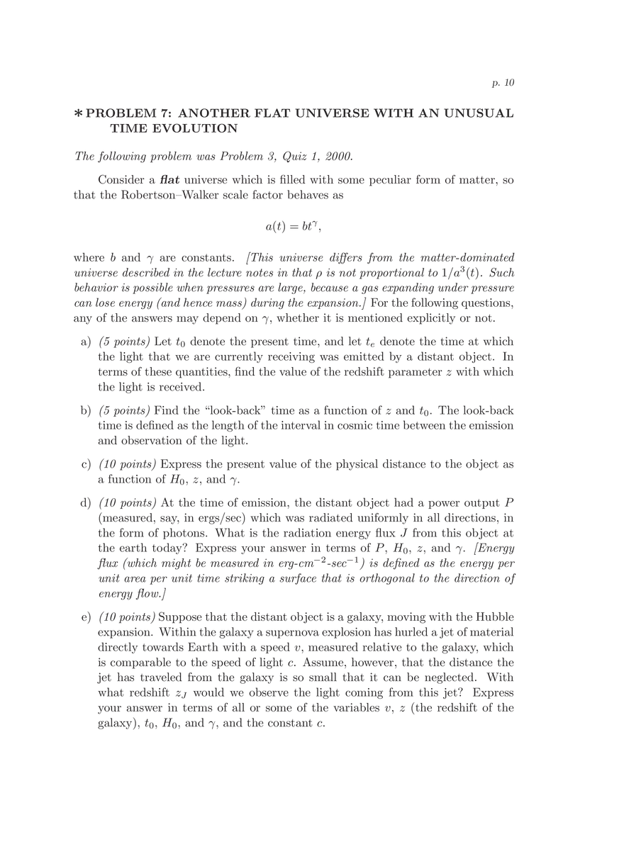 8.286 The Early Universe, Review Problems for Quiz I - Page 67