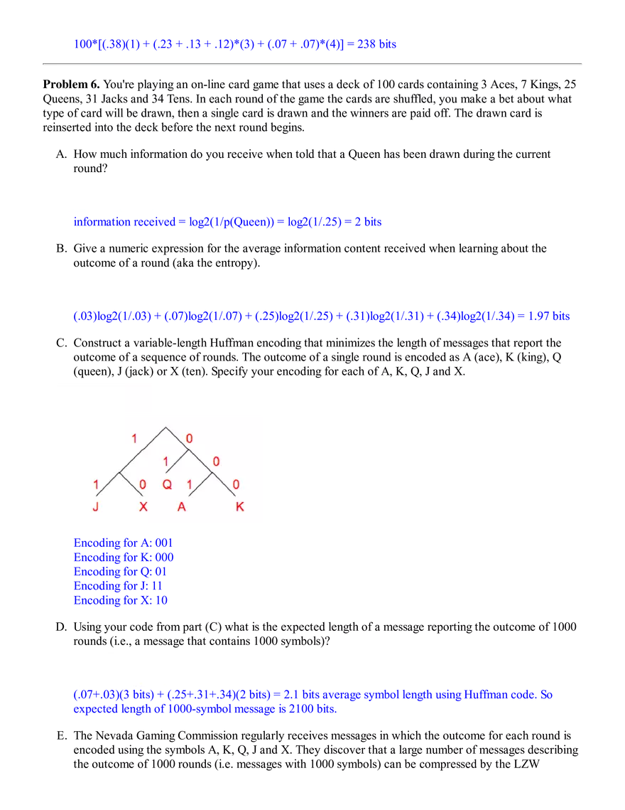 6.02 Practice Problems: Information, Entropy, & Source Coding (Solutions) - Page 8