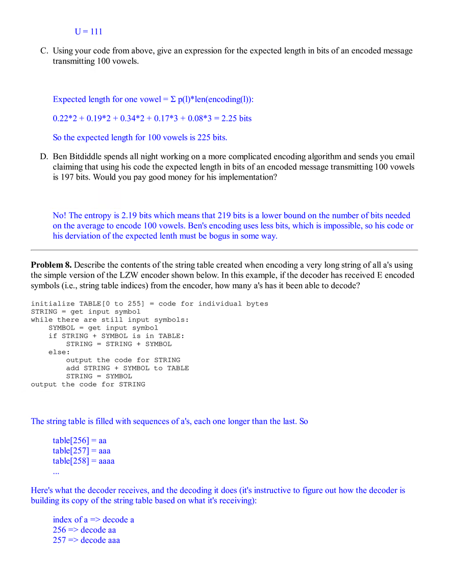 6.02 Practice Problems: Information, Entropy, & Source Coding (Solutions) - Page 10