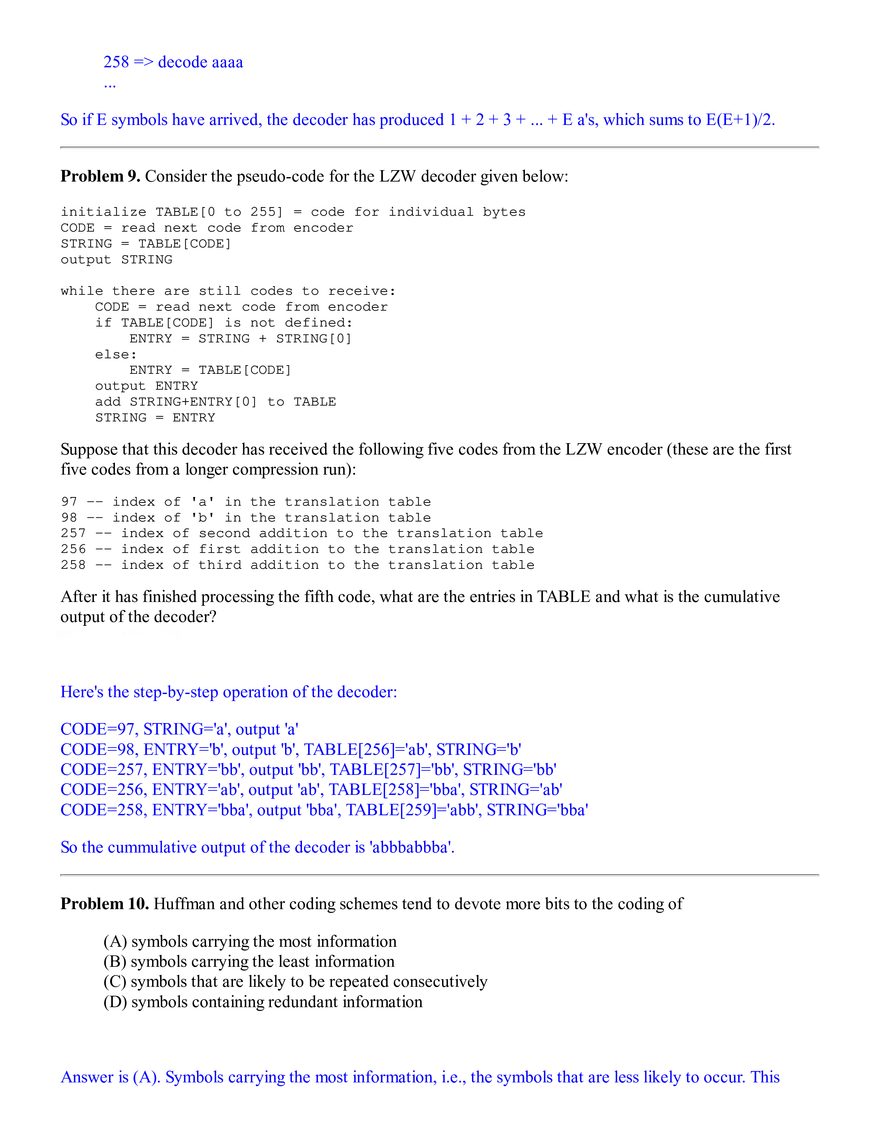 6.02 Practice Problems: Information, Entropy, & Source Coding (Solutions) - Page 11