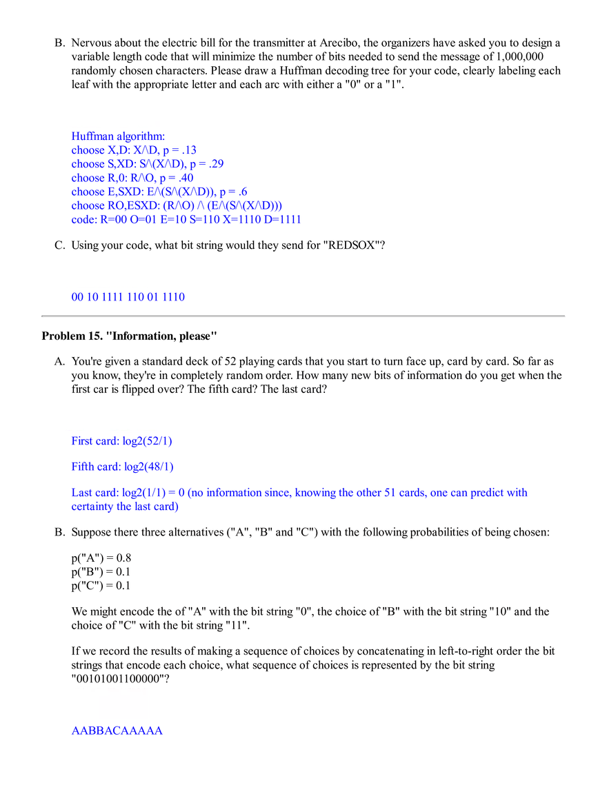 6.02 Practice Problems: Information, Entropy, & Source Coding (Solutions) - Page 15