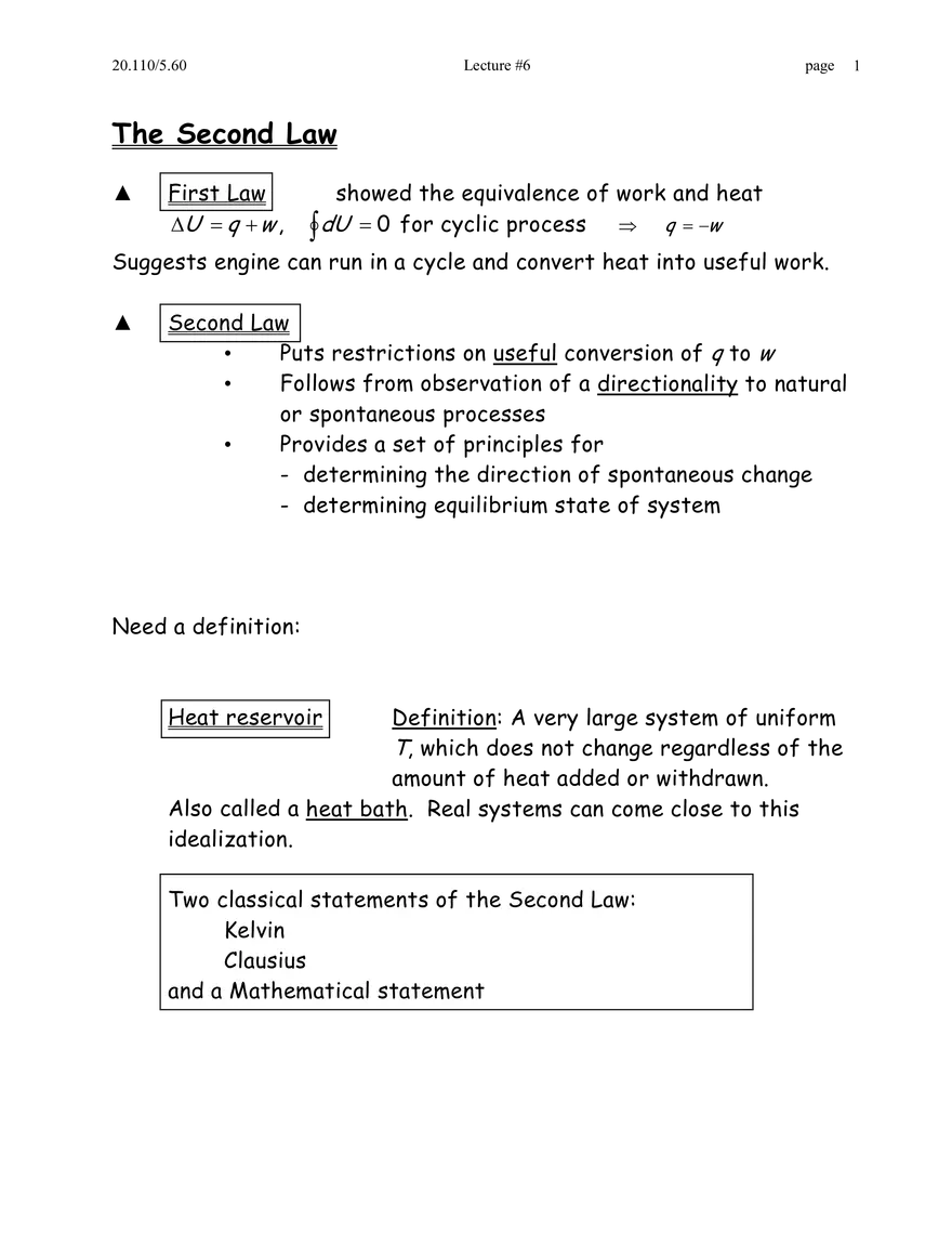 2nd Law; Entropy (Boltzmann and Clausius) - Page 1