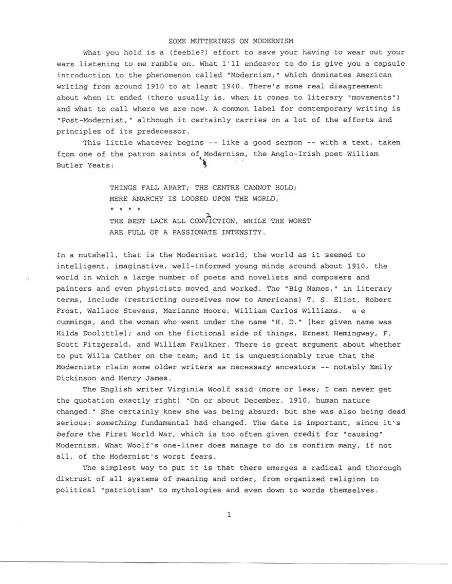 Some Mutterings on Modernism - Page 1