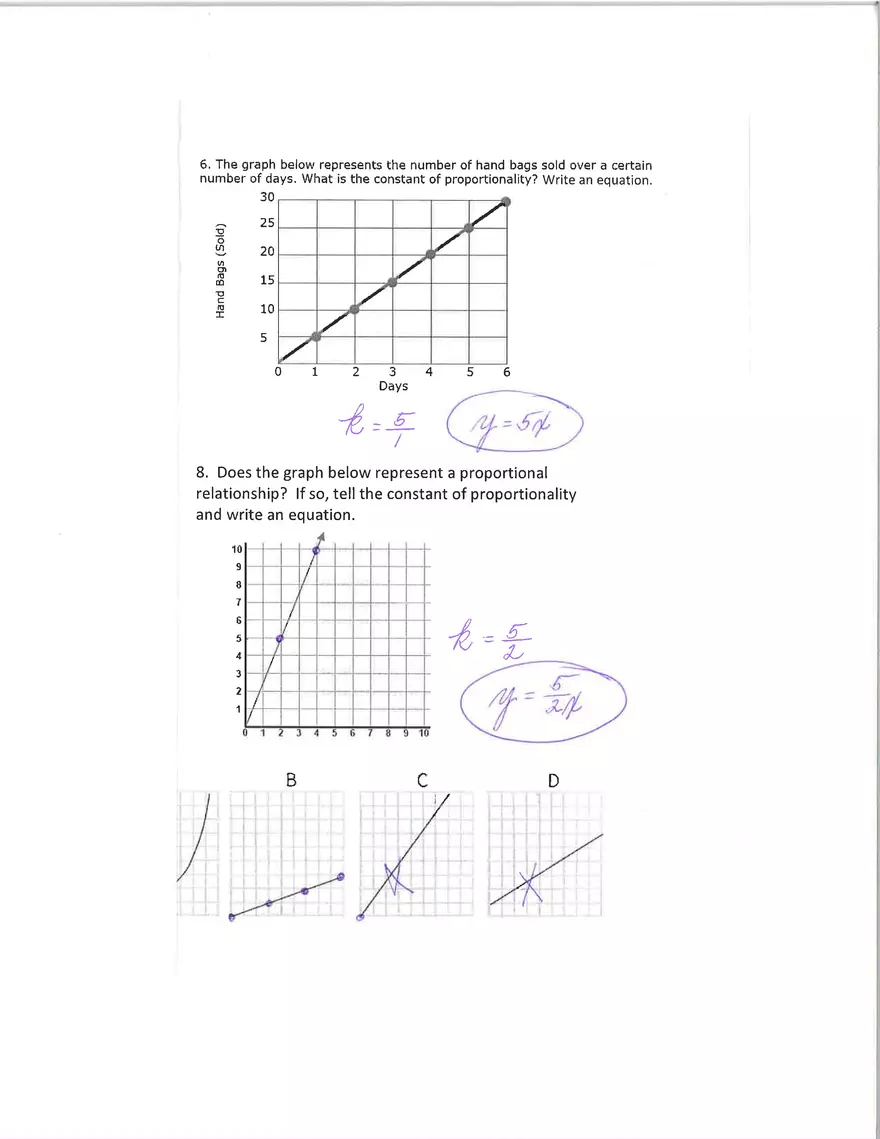Constant of Proportionality from a Graph - Page 7